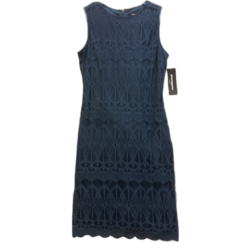SHARAGANO Blue Lace Sheath Dress‎ NWT SKUCH047